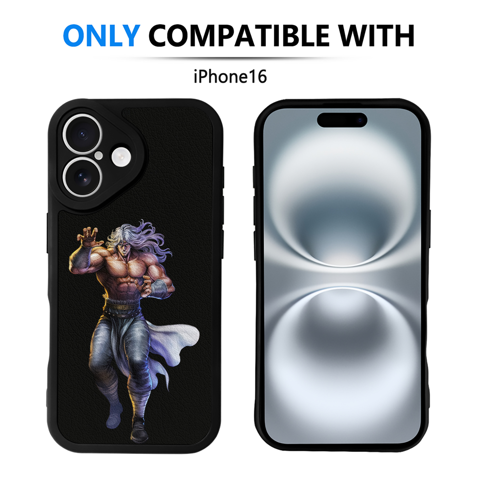 （画像用） 北斗の拳 Fist of the North Star 【iPhone 16シリーズ対応】シリコンスマホケース（レザー調） 材質：シリコン